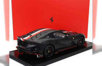 FERRARI 812 Competizione N 16 Principato Di Monaco Livery 2021 - Con Vetrina - With Showcase, Matt Black