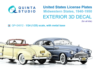 3D Декаль Автомобильные номера США, средний запад, 1940-1950 (для всех моделей) (на метал. основании)