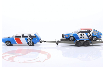 RENAULT R17 Gordini #20 Rallye Monte Carlo Jean-François Piot, Jean De Alexandris + Renault R12 Gordini Break Station wagon + Trailer (1975)