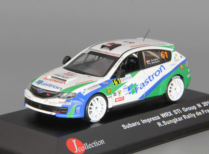 SUBARU Impreza WRX STi #61 R.Sungkar Group N Rally de France (2012), white / green / blue