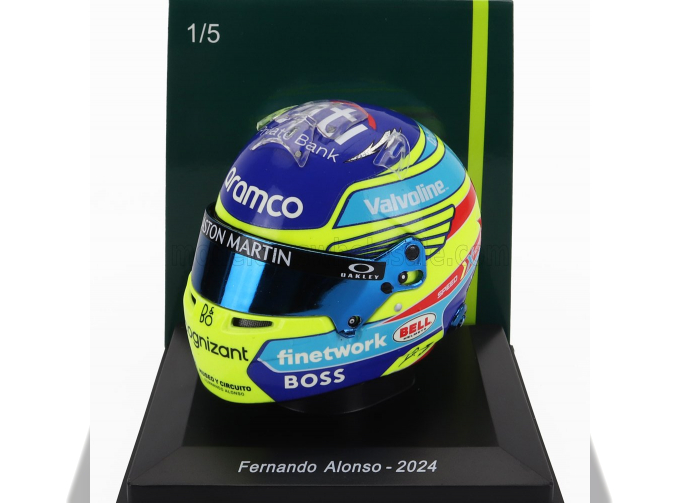 BELL HELMET Casco Helmet F1 Fernando Alonso Team Aston Martin Aramco Cognizant №14 Season 2024, Yellow Blue