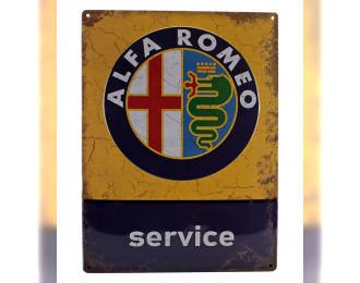 ACCESSORIES 3d Metal Plate - Alfa Romeo Service, Blue Yellow