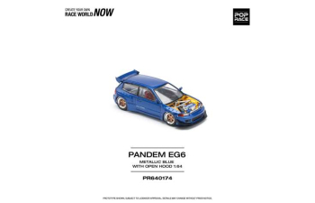 Pandem Civic EG6, metallic blue with open hood