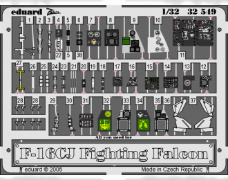 Цветное Фототравление для F-16CJ interior