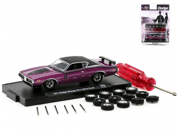 DODGE Charger R/T 440 6-Pack Hellraisin Purple Metallic with Black Stripes Vinyl Black Top 1971