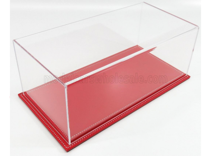 VETRINA DISPLAY BOX Maranello Base In Pelle Rossa - Leather Base Red - Lungh.lenght Cm 32.5 X Largh.width Cm 16.5 X Alt.height Cm 12.5 (altezza Interna 11.5 Cm ), Plastic Display