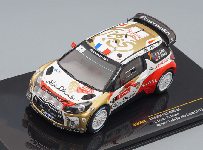 CITROEN DS3 WRC No.1 with night lights S.Loeb-D.Elena WINNER Rally Monte Carlo (2013), white