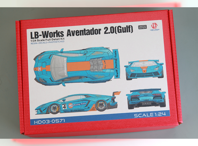 1/24 LB-Works Aventador 2.0 (Gulf) Full Detail Kit (Resin+PE+Decals+Metal Wheels+Metal parts+Metal Logo)