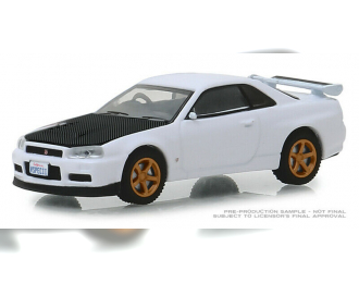 NISSAN Skyline GT-R (BNR34) V-Spec II 2001 White with Z-Tune Hood