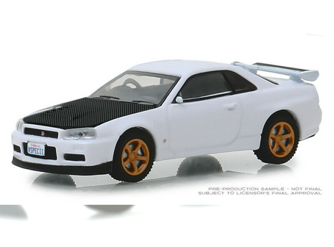 NISSAN Skyline GT-R (BNR34) V-Spec II 2001 White with Z-Tune Hood