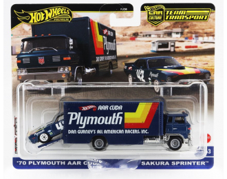 PLYMOUTH Cuda №42 Racing + TRUCK Sakura Sprinter Car Transporter (1970), Blue