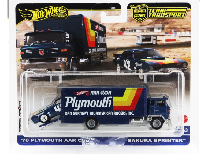 PLYMOUTH Cuda №42 Racing + TRUCK Sakura Sprinter Car Transporter (1970), Blue