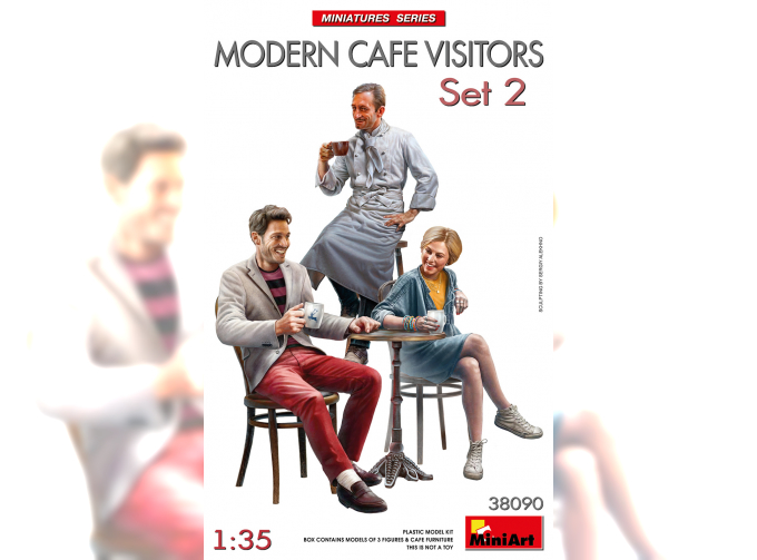 Сборная модель фигурки современных посетителей кафе / Modern Cafe Visitors Figures - Set1