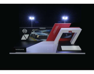Diorama *Nissan booth with light*, white/red/black