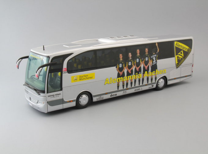 MERCEDES-BENZ Travego Bus Alemannia Aachen, silver / yellow