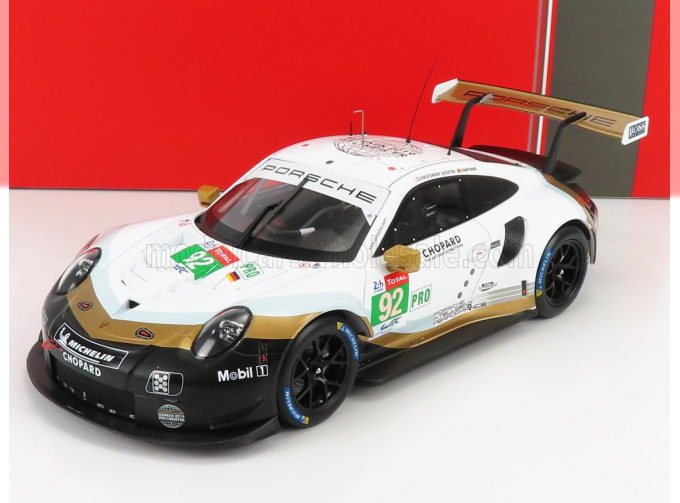 PORSCHE 911 991 Rsr 4.0l Flat-6 Porsche Gt Team №92 24h Le Mans (2019) M.Christensen - K.Estre - L.Vanthoor, White Black Gold