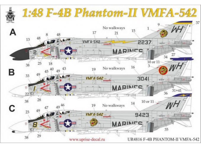 Декаль F-4B Phantom-II VMFA-542