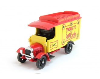 THORNYCROFT Van with Rooftrack "Thorley's Food for Cattle" (1929), yellow / red