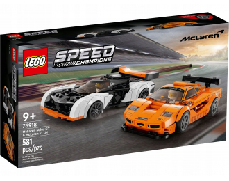McLAREN Lego Speed Champion - Solus Gt 2023 + F-1 Lm 1995 - 581 Pezzi - 581 Pieces, White Orange