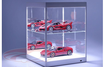 Витрина со светодиодной подсветкой, зеркалом и вращающимся подиумом, белая