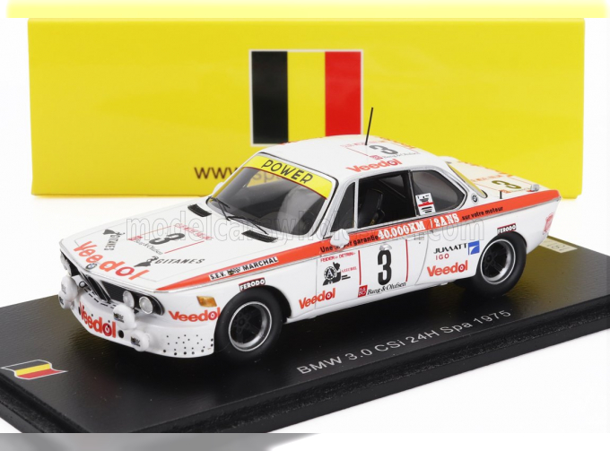 BMW 3.0 Csi Team Luigi Racing №14 24h Spa (1975) Jean Marie Detrin - Jean Jacques Feider, White Red