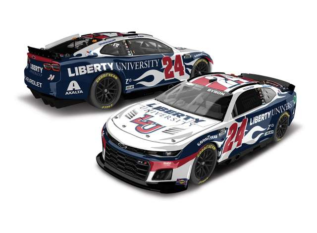 Chevrolet #24 William Byron *Liberty University*, white/blue/red 2025
