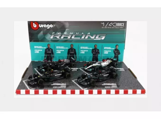 MERCEDES-BENZ GP Set F1 4x W14 Team Mercedes-amg Petronas Formula One №44 Season (2023) Lewis Hamilton - №63 Season (2023) George Russel - W13 №44 Season 2022 Lewis Hamilton - W12 N 44 Season 2021 Lewis Hamilton, Matt Black Silver