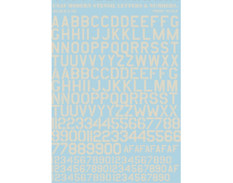 USAF modern stencil letters and numbers». Grey.Wet decal