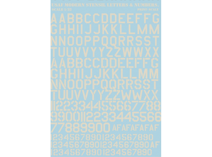 USAF modern stencil letters and numbers». Grey.Wet decal