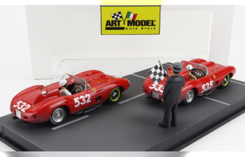 FERRARI Diorama Set 2x 315s Spider Sn0684 №535 Winner Mille Miglia (1957) P.taruffi + №532 2nd Mille Miglia (1957) W.von Trips, Red