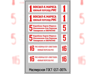 Набор декалей Маршрутные указатели трамваи Магнитогорск
