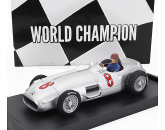 MERCEDES-BENZ F1 W196 №8 World Champion Winner Dutch Gp (1955) Juan Manuel Fangio - With Driver Figure, Silver