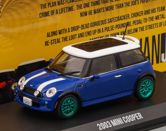 MINI COOPER 2003 Blue with White (из к/ф "Ограбление по-итальянски") (Greenlight!)