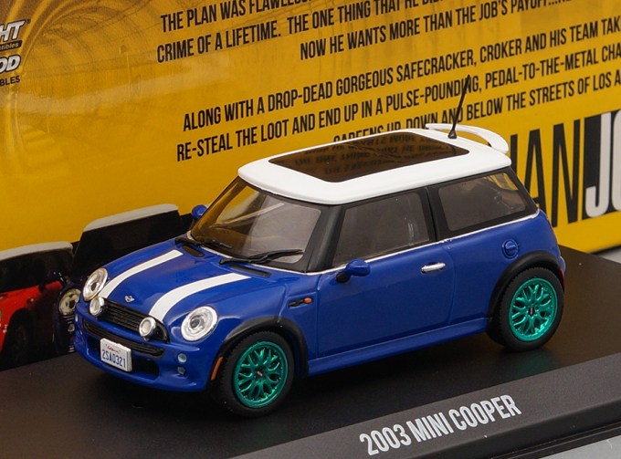 MINI COOPER 2003 Blue with White (из к/ф "Ограбление по-итальянски") (Greenlight!)