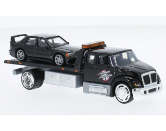 INTERNATIONAL Durastar Ramp Truck(2021) with MERCEDES-BENZ 190e 2.3 16v (w201) (1984), Black