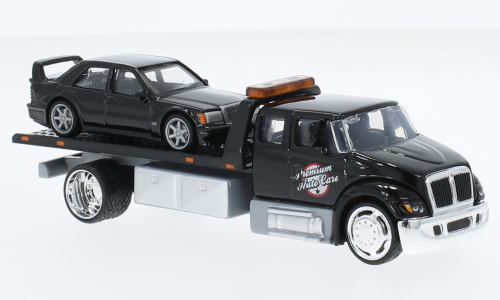 INTERNATIONAL Durastar Ramp Truck(2021) with MERCEDES-BENZ 190e 2.3 16v (w201) (1984), Black