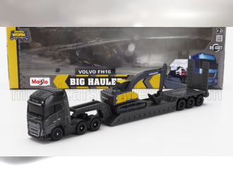 VOLVO Fh16 Xl 750 Truck Pianale Trasporto Ec220e Escavatore Cingolato Excavator, Black Yellow