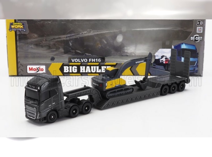 VOLVO Fh16 Xl 750 Truck Pianale Trasporto Ec220e Escavatore Cingolato Excavator, Black Yellow