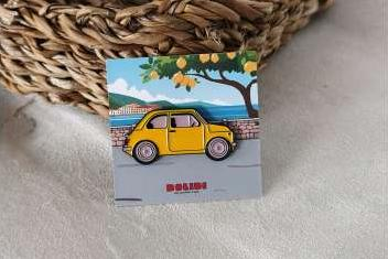 Значок Pin 1950 Fiat 500, yellow