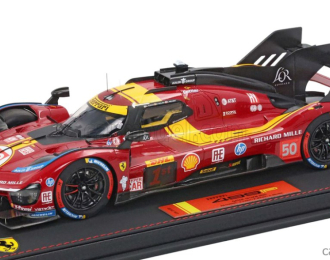 FERRARI 499P 3.0L TURBO V6 TEAM FERRARI AF CORSE №50 Winner WEC 1812km Qatar (2025) Antonio Fuoco - Miguel Molina - Nicklas Nielsen - Con Vetrina - With Showcase
