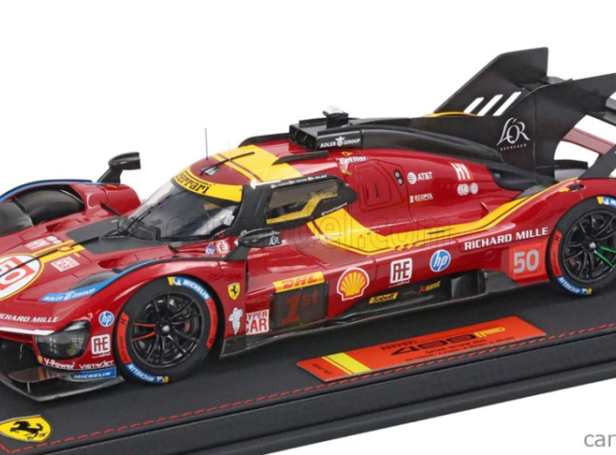 FERRARI 499P 3.0L TURBO V6 TEAM FERRARI AF CORSE №50 Winner WEC 1812km Qatar (2025) Antonio Fuoco - Miguel Molina - Nicklas Nielsen - Con Vetrina - With Showcase