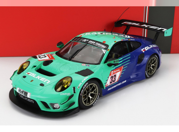 PORSCHE 911 991-2 Gt3 R Team Falken Motorsports N33 24h Nurburgring (2020) K.Bachler - S.Muller - C.Engelhart - D.Werner, Light Green Blue