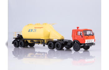 Камский грузовик 54112 с полуприцепом-муковозом АСП-25, красный / желтый