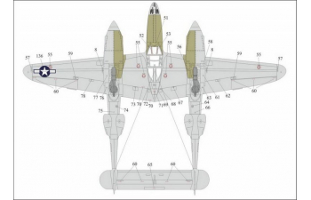 Декаль для P-38 Lightning, тех. надписи