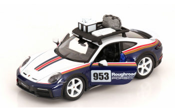 PORSCHE 911 992 №953 Rally Dakar Roughroads (2023), White Blue