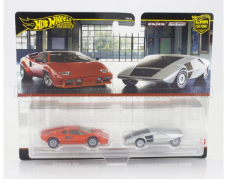 LAMBORGHINI Set 2x Countach Lp5000 Quattrovalvole (1982) + Stratos Zero Concept (1970), Red Silver