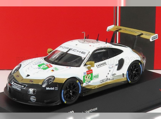 PORSCHE 911 991 Rsr 4.0l Flat-6 Porsche Gt Team N92 24h Le Mans (2019) M.Christensen - K.Estre - L.Vanthoor, White Black Gold