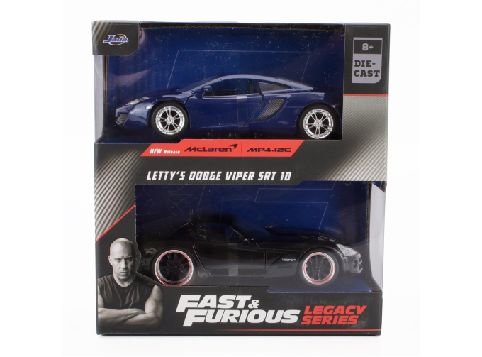 DODGE Set 2x Letty's Viper Srt-10 Coupe + Mclaren Mp4 12c - Fast & Furious, Black Blue