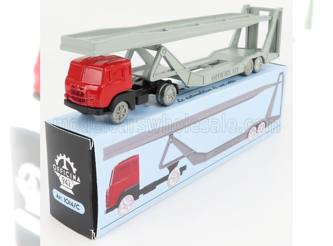 FIAT 682 T2 Truck Bisarca Car Transporter (1955), Red Silver