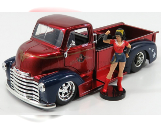 CHEVROLET Coe Pick-up Custom (1952) With Wonder Woman Figure, Red Met Blue